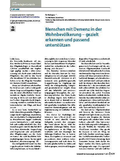 Vorschauseite 1: Menschen mit Demenz in der Wohnbevölkerung – gezielt erkennen und passend unterstützen