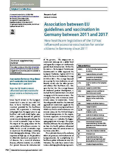 Vorschauseite 1: Association between EU guidelines and vaccination in Germany between 2011 and 2017
