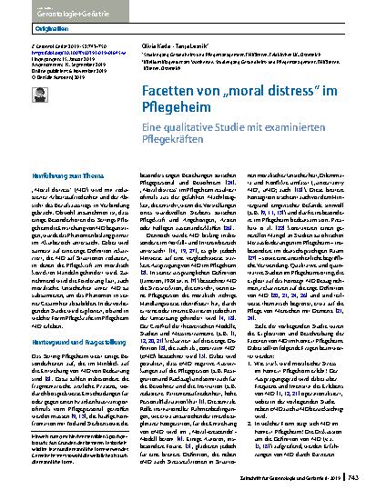 Vorschauseite 1: Facetten von „moral distress“ im Pflegeheim