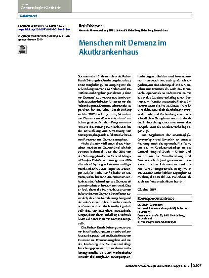 Vorschauseite 1: Menschen mit Demenz im Akutkrankenhaus