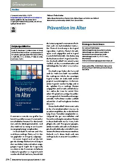 Vorschauseite 1: Prävention im Alter