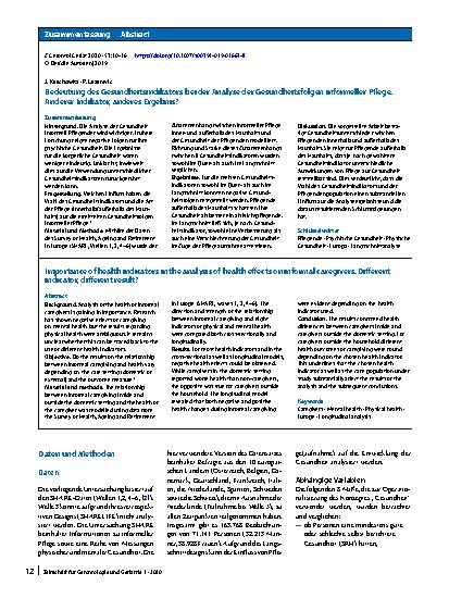 Vorschauseite 3: Bedeutung des Gesundheitsindikators bei der Analyse der Gesundheitsfolgen informeller Pflege