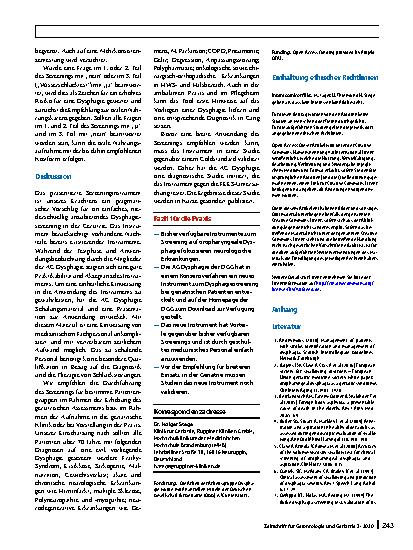 Vorschauseite 5: Entwicklung eines neuen Screeninginstruments zum Screening auf Dysphagie bei geriatrischen Patienten: das Dysphagie Screening-Tool Geriatrie