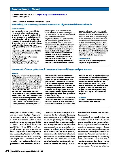 Vorschauseite 3: Beurteilung der Betreuung dementer Patienten im allgemeinärztlichen Hausbesuch