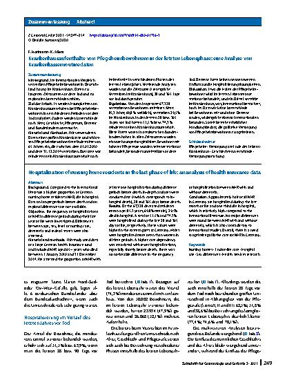 Vorschauseite 3: Krankenhausaufenthalte von Pflegeheimbewohnern in der letzten Lebensphase: eine Analyse von Krankenkassenroutinedaten