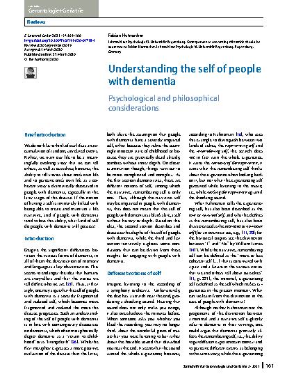 Vorschauseite 1: Understanding the self of people with dementia