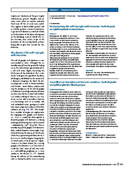 Vorschauseite 3: Understanding the self of people with dementia