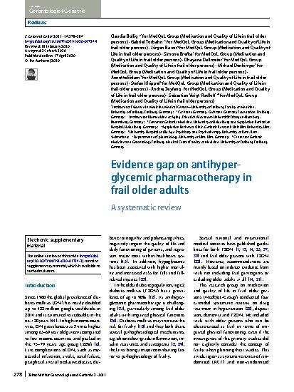 Vorschauseite 1: Evidence gap on antihyperglycemic pharmacotherapy in frail older adults