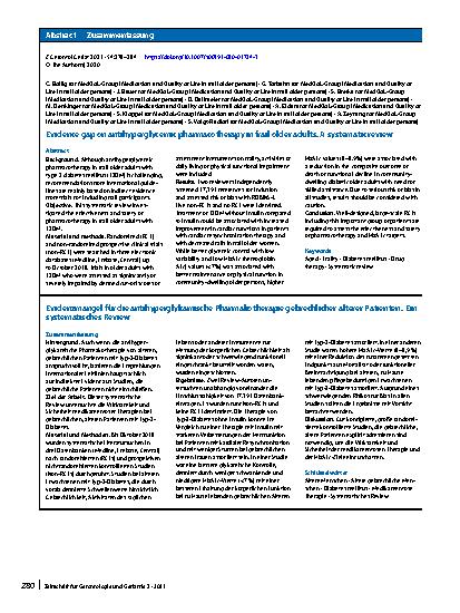 Vorschauseite 3: Evidence gap on antihyperglycemic pharmacotherapy in frail older adults