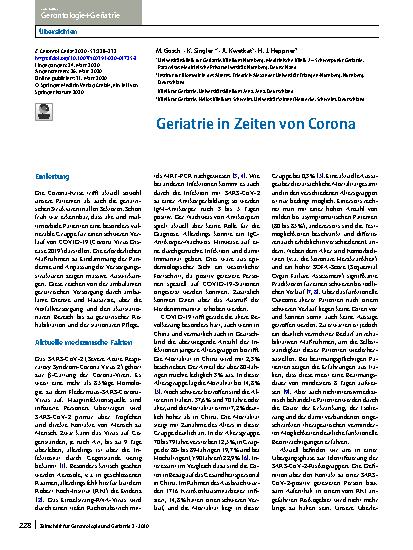 Vorschauseite 1: Geriatrie in Zeiten von Corona