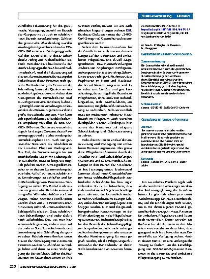 Vorschauseite 3: Geriatrie in Zeiten von Corona