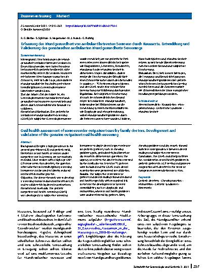 Vorschauseite 3: Erfassung der Mundgesundheit von ambulant betreuten Senioren durch Hausärzte