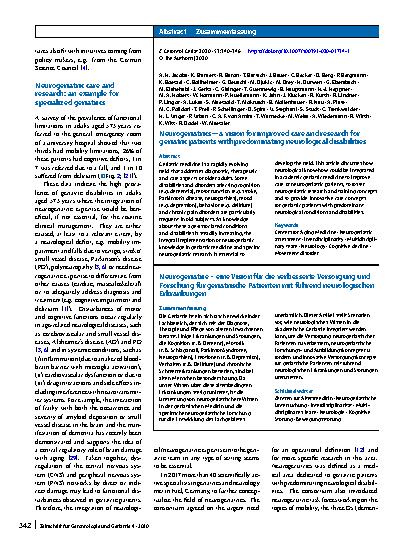 Vorschauseite 3: Neurogeriatrics—a vision for improved care and research for geriatric patients with predominating neurological disabilities