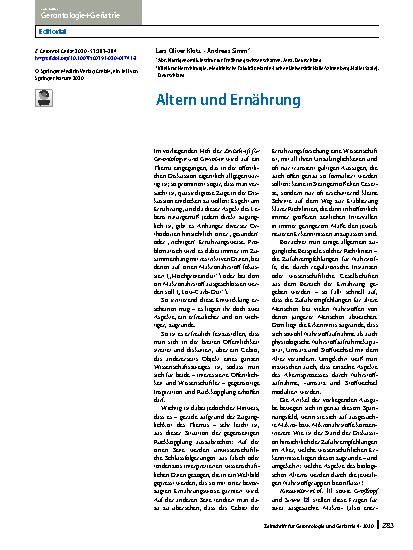 Vorschauseite 1: Altern und Ernährung