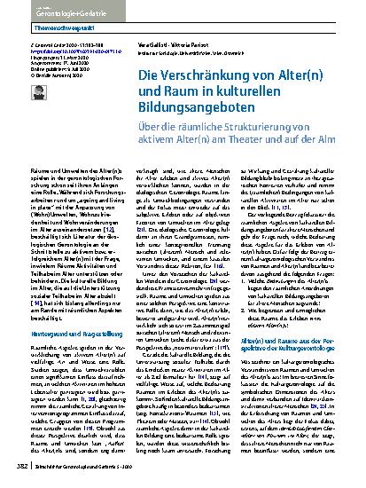 Vorschauseite 1: Die Verschränkung von Alter(n) und Raum in kulturellen Bildungsangeboten