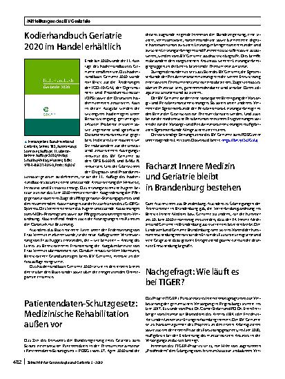 Vorschauseite 2: Mitteilungen des BV Geriatrie