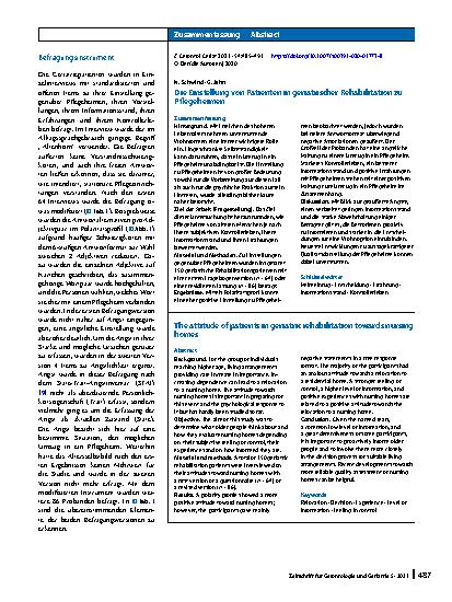 Vorschauseite 3: Die Einstellung von Patienten in geriatrischer Rehabilitation zu Pflegeheimen