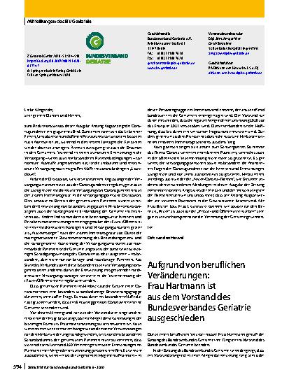 Vorschauseite 1: Mitteilungen des BV Geriatrie