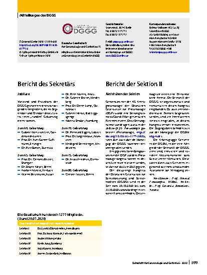 Vorschauseite 1: Mitteilungen der DGGG