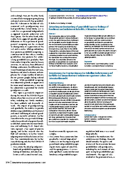 Vorschauseite 2: Extending understanding of grandchild care on feelings of loneliness and isolation in later life