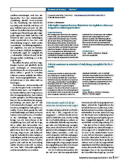 Vorschauseite 3: Robotische Assistenz bei den Aktivitäten des täglichen Lebens am Beispiel der Nahrungsaufnahme