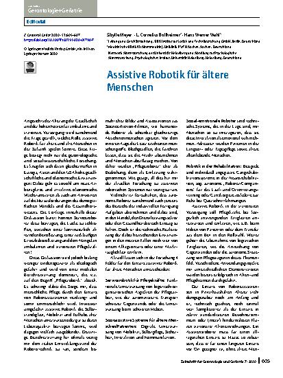Vorschauseite 1: Assistive Robotik für ältere Menschen