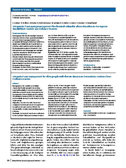 Vorschauseite 3: Integriertes Versorgungsmanagement für chronisch erkrankte ältere Menschen in der eigenen Häuslichkeit: Evidenz aus Cochrane-Reviews