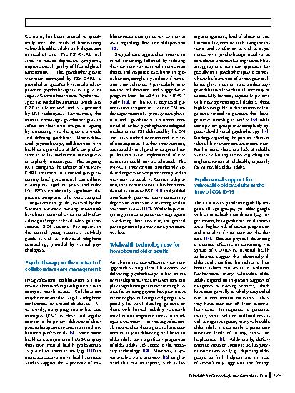 Vorschauseite 5: Current state of research on psychotherapy for home-living vulnerable older adults with depression