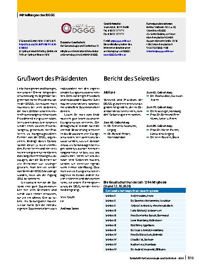 Vorschauseite 1: Mitteilungen der DGGG