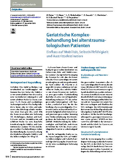 Vorschauseite 1: Geriatrische Komplexbehandlung bei alterstraumatologischen Patienten