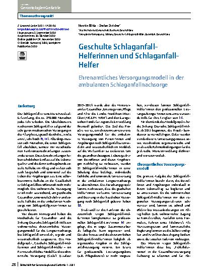 Vorschauseite 1: Geschulte Schlaganfall-Helferinnen und Schlaganfall-Helfer