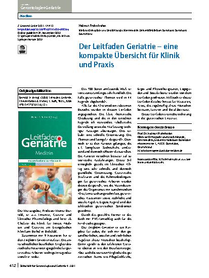 Vorschauseite 1: Der Leitfaden Geriatrie – eine kompakte Übersicht für Klinik und Praxis