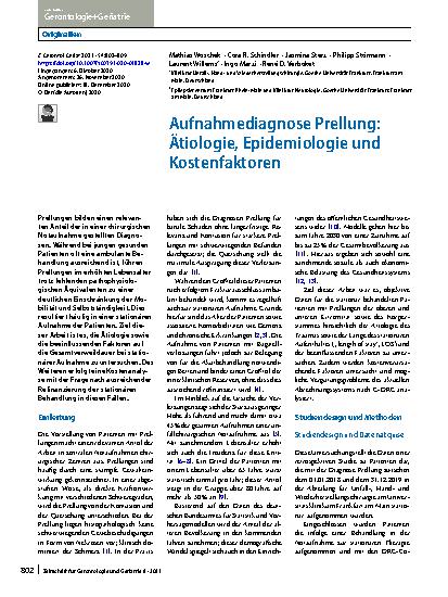 Vorschauseite 1: Aufnahmediagnose Prellung: Ätiologie, Epidemiologie und Kostenfaktoren