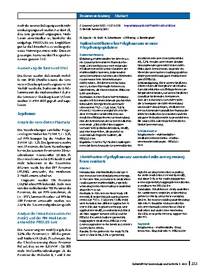 Vorschauseite 3: Risikoidentifikation bei Polypharmazie in einer Pflegeheimpopulation