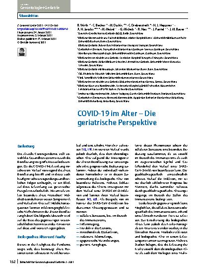 Vorschauseite 1: COVID-19 im Alter – Die geriatrische Perspektive