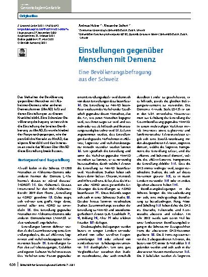 Vorschauseite 1: Einstellungen gegenüber Menschen mit Demenz