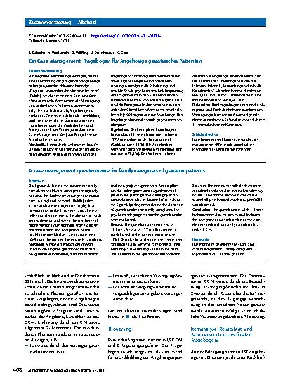 Vorschauseite 3: Ein Case-Management-Fragebogen für Angehörige geriatrischer Patienten