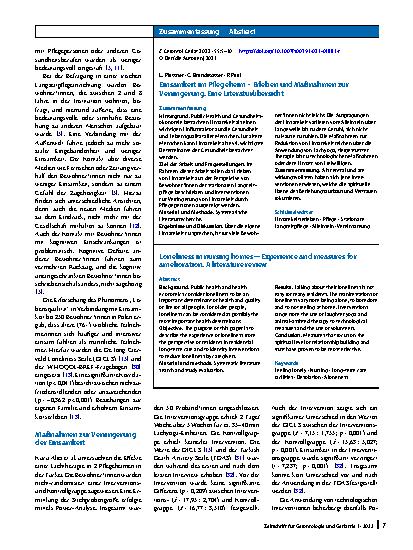 Vorschauseite 3: Einsamkeit im Pflegeheim – Erleben und Maßnahmen zur Verringerung