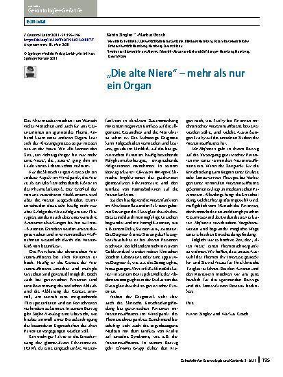 Vorschauseite 1: „Die alte Niere“ – mehr als nur ein Organ