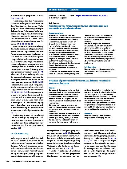 Vorschauseite 4: Angehörige von Patienten mit Demenz als Bindeglied und Vermittler im Akutkrankenhaus