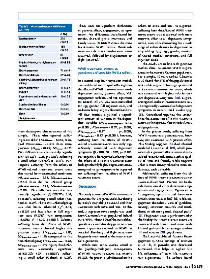 Vorschauseite 4: WWII traumatic events, subjective well-being and valuation of life in the very old