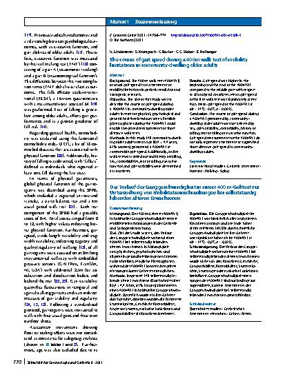 Vorschauseite 3: The course of gait speed during a 400m walk test of mobility limitations in community-dwelling older adults