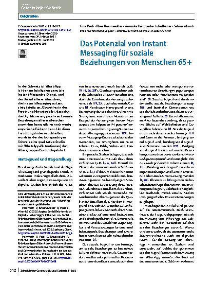 Vorschauseite 1: Das Potenzial von Instant Messaging für soziale Beziehungen von Menschen 65+