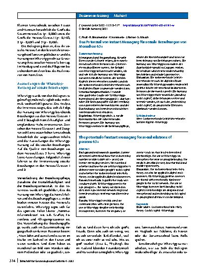 Vorschauseite 3: Das Potenzial von Instant Messaging für soziale Beziehungen von Menschen 65+