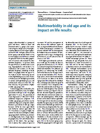 Vorschauseite 1: Multimorbidity in old age and its impact on life results