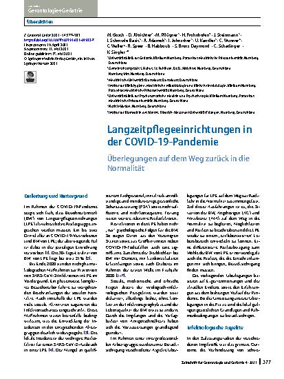 Vorschauseite 1: Langzeitpflegeeinrichtungen in der COVID-19-Pandemie