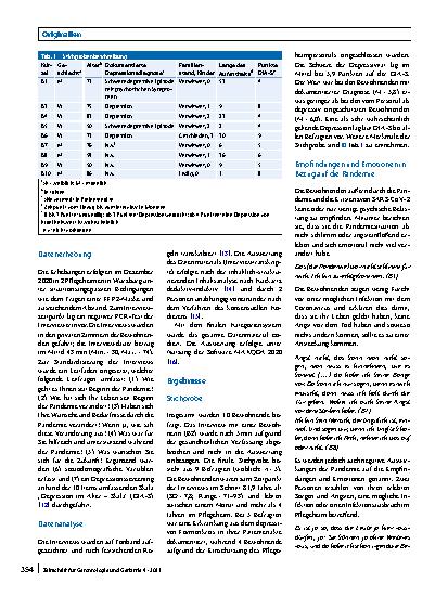 Vorschauseite 2: Erfahrungen und Sichtweisen von Pflegeheimbewohnenden mit depressiver Symptomatik während der COVID-19-Pandemie: eine qualitative Studie