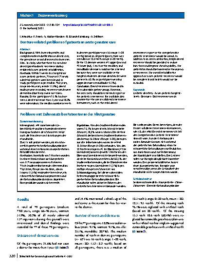 Vorschauseite 3: Denture-related problems of patients in acute geriatric care