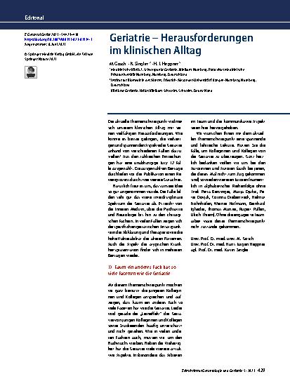 Vorschauseite 1: Geriatrie – Herausforderungen im klinischen Alltag