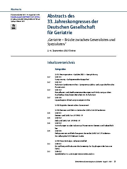 Vorschauseite 1: Abstracts des 33. Jahreskongresses der Deutschen Gesellschaft für Geriatrie